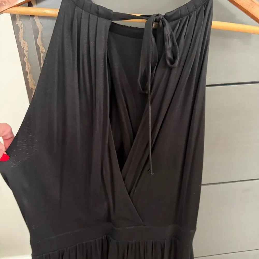 Antropologie Moulinette Soeurs Asymmetrical Black Halter Dress MP Petite NWOT